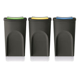Keden Sortibox 3x 35L Recycling Sorting Waste Bins Trash Can Segregation Recycling Black Stackable