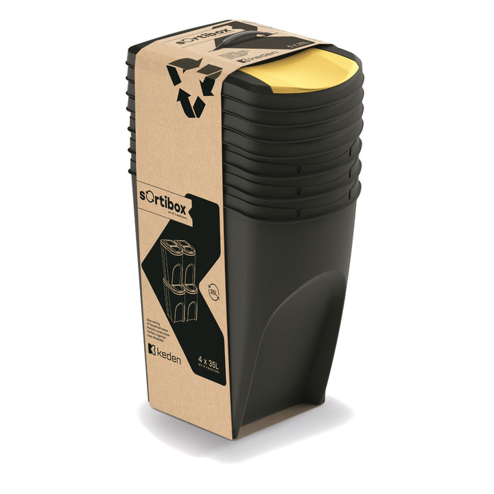 Araidí Leithscartha Can Bruscar Athchúrsála Keden Sortibox 4 x 35L