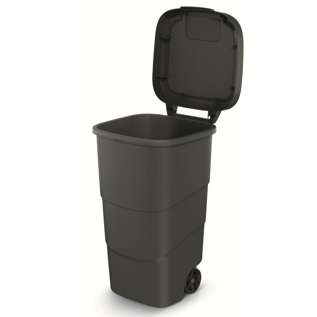 Wheeler 110L Wheelie Bin Trash Can With Wheels And Lid Large Universal Garbage Litter Outdoor Sorting Recycling Plastic Black