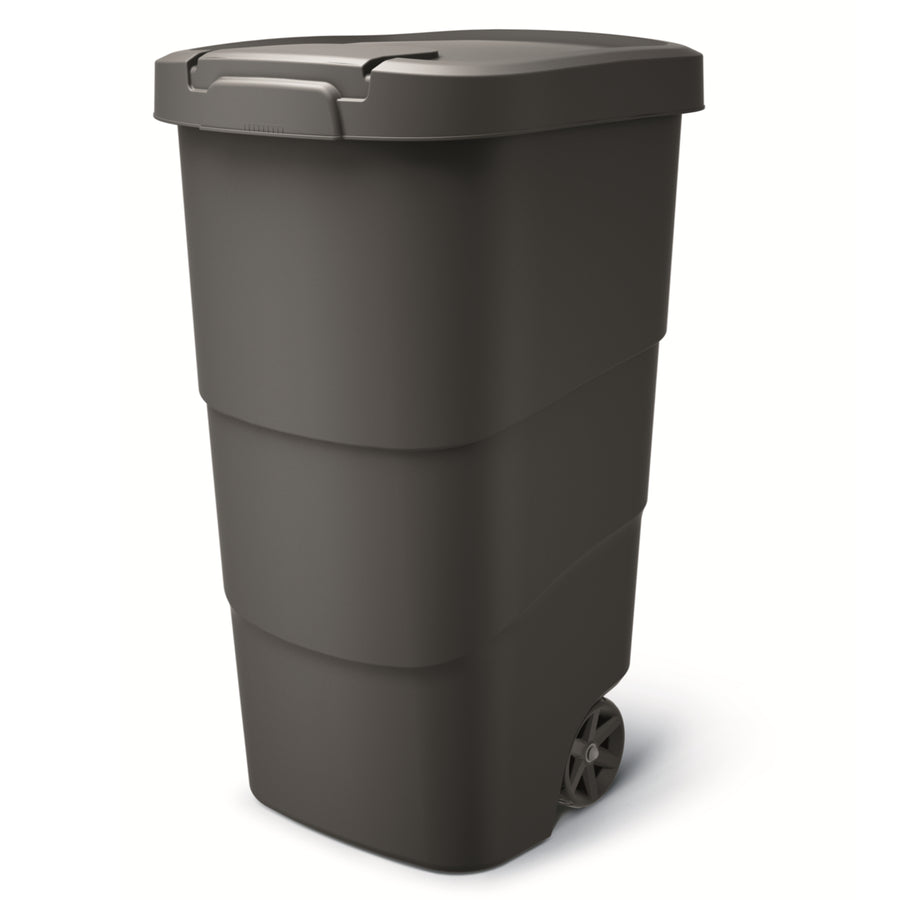 Wheeler 110L Wheelie Bin Trash Can With Wheels And Lid Large Universal Garbage Litter Outdoor Sorting Recycling Plastic Black
