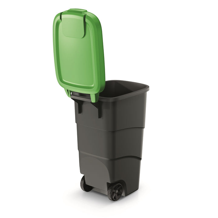 Wheeler 90L Wheelie Bin Trash Can With Wheels And Lid Trash Can Large Trash Can Universal Trash Can Plastic Green