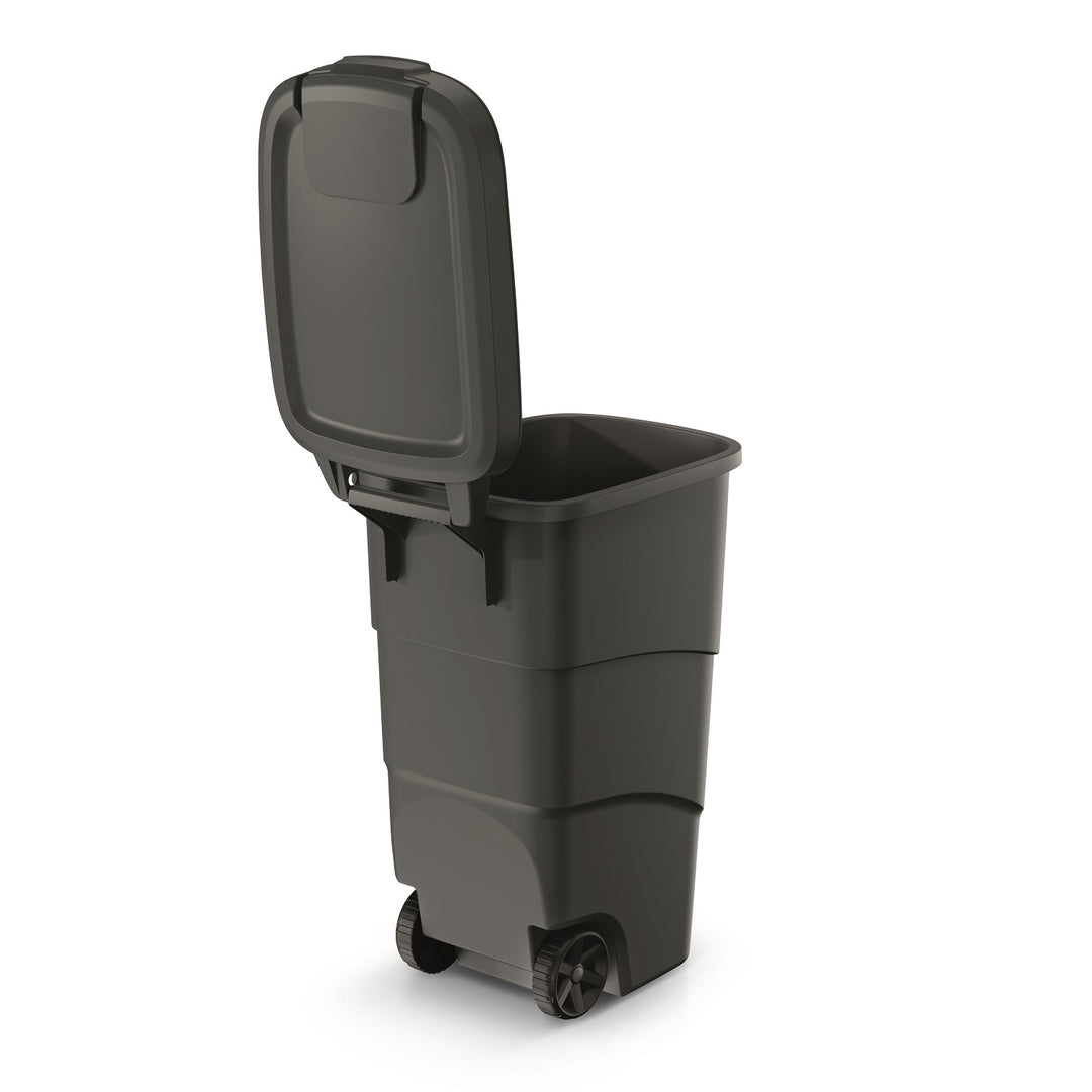 Wheeler 90L Wheelie BinTrash Can With Wheels And Lid Trash Can Large Trash Can Universal Trash Can Plastic Black