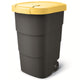 Wheeler 95L Wheelie Bin Trash Can With Wheels And Lid Large Universal Garbage Trash Outdoor Plastic Anthracite and Yellow