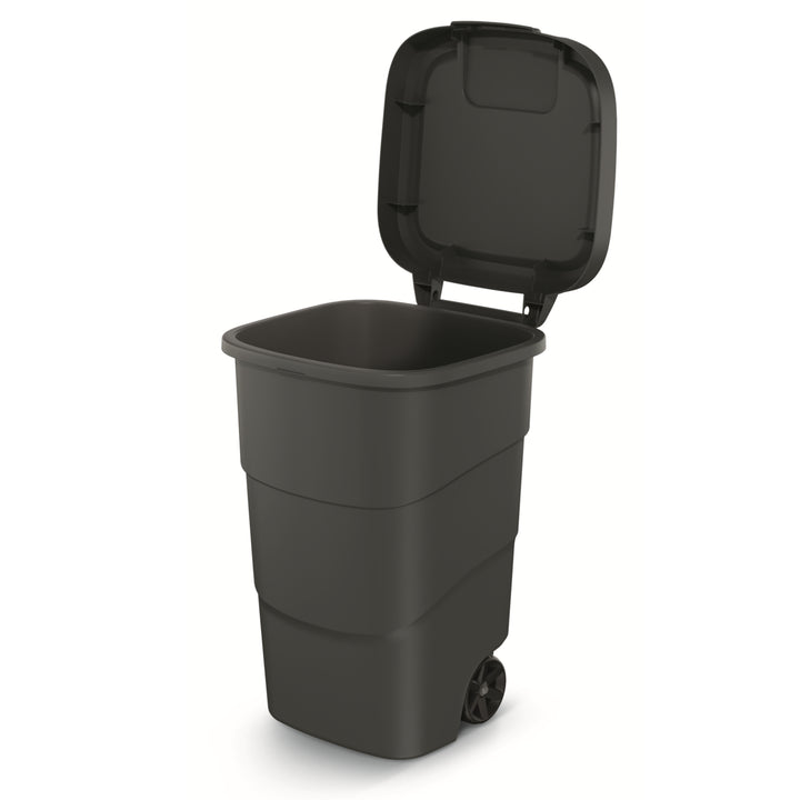 Wheeler 95L Wheelie Bin Trash Can With Wheels And Lid Large Universal Garbage Trash Outdoor Plastic Anthracite