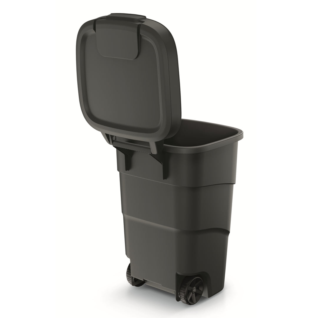 Wheeler 95L Wheelie Bin Trash Can With Wheels And Lid Large Universal Garbage Trash Outdoor Plastic Anthracite