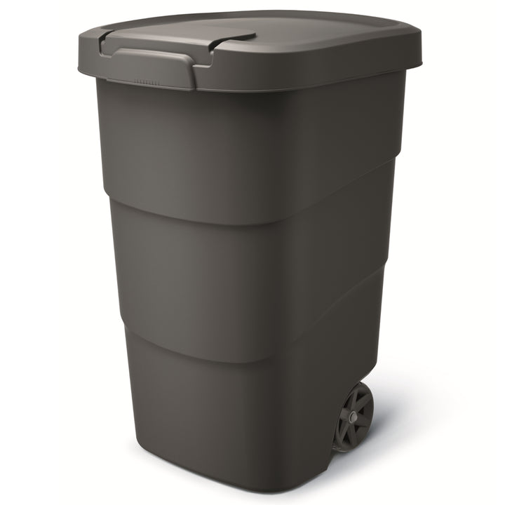 Wheeler 95L Wheelie Bin Trash Can With Wheels And Lid Large Universal Garbage Trash Outdoor Plastic Anthracite