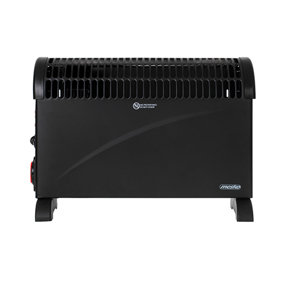 Electric Convector Heater Black Thermostat 3 Power Levels Timer 2000W