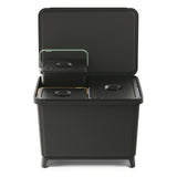 Keden Systema NKS60W3 Sorting Waste Bin 2x 10L + 23L Compartment Set Recycling Segregation Free Standing Wall Mountable Lidded Black