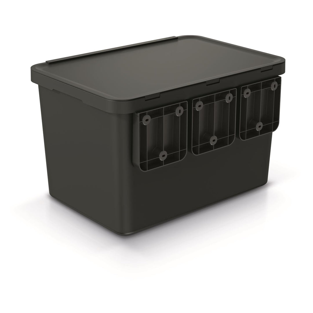 Keden Systema NKS60W4-427C Sorting Recycling Bin with 4x 10L Compartments Segregation Dustbin Trash Can with Lidded Bins - Black