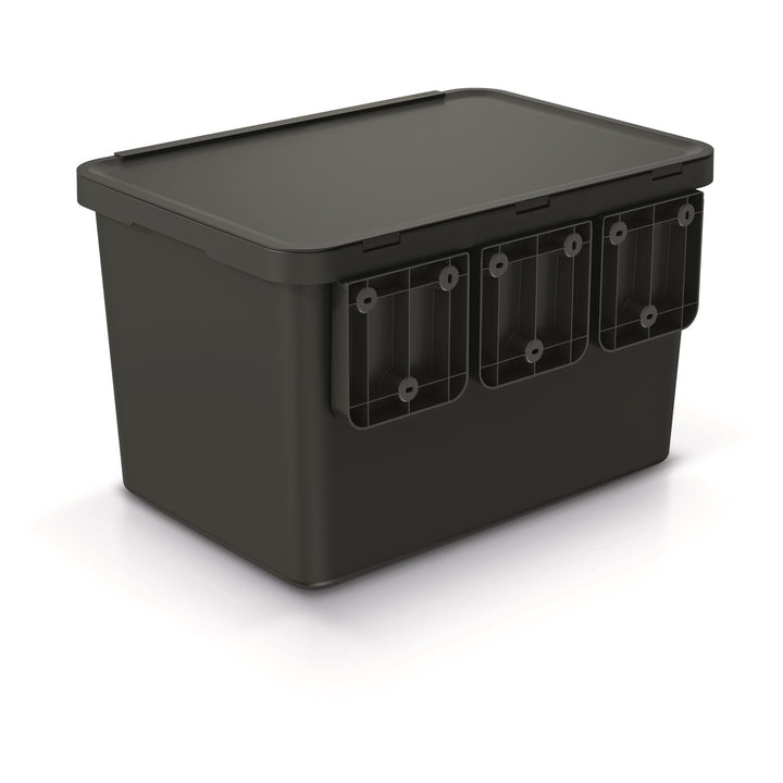 Keden Systema NKS60W4-427C Sorting Recycling Bin with 4x 10L Compartments Segregation Dustbin Trash Can with Lidded Bins - Black