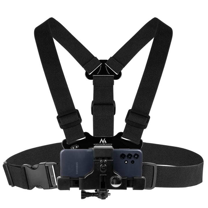 Maclean MC-445 Smartphone GoPro Chest Harness Strap Camera Mount 1/4" Thread Holder Universal Adjustable 75-100mm Width 140-180mm Length