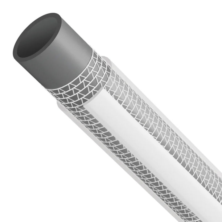 Vartco Silver 1/2" 3-Layer Garden Pipe Hose 50m Silver Kink Torsion Free Flexible Durable TFS Braided Polyester Thread Thick