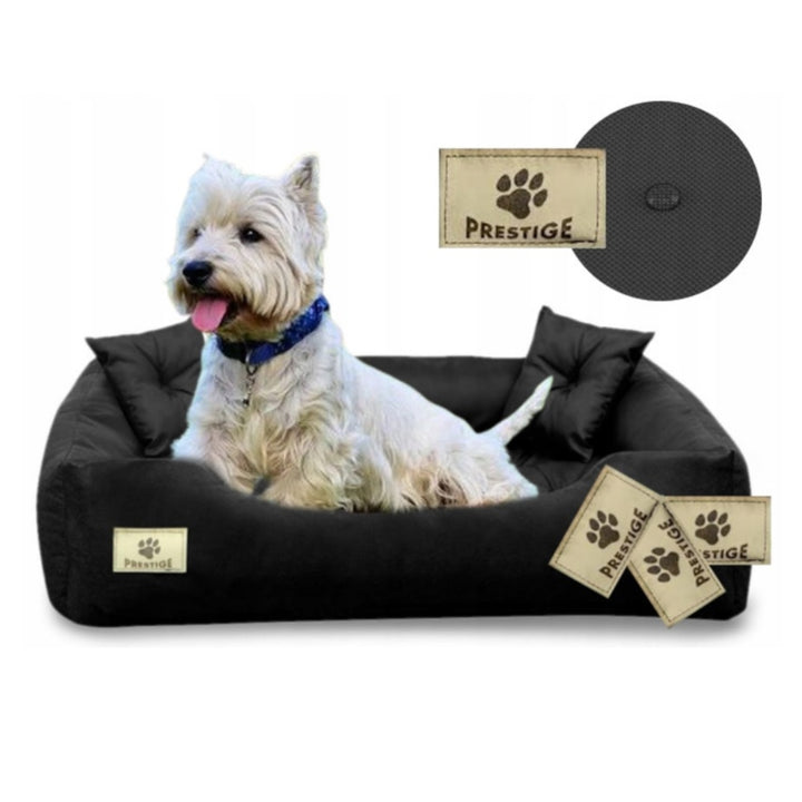 Dog Cat Pet Bed 2 Pillow Washable Waterproof Black