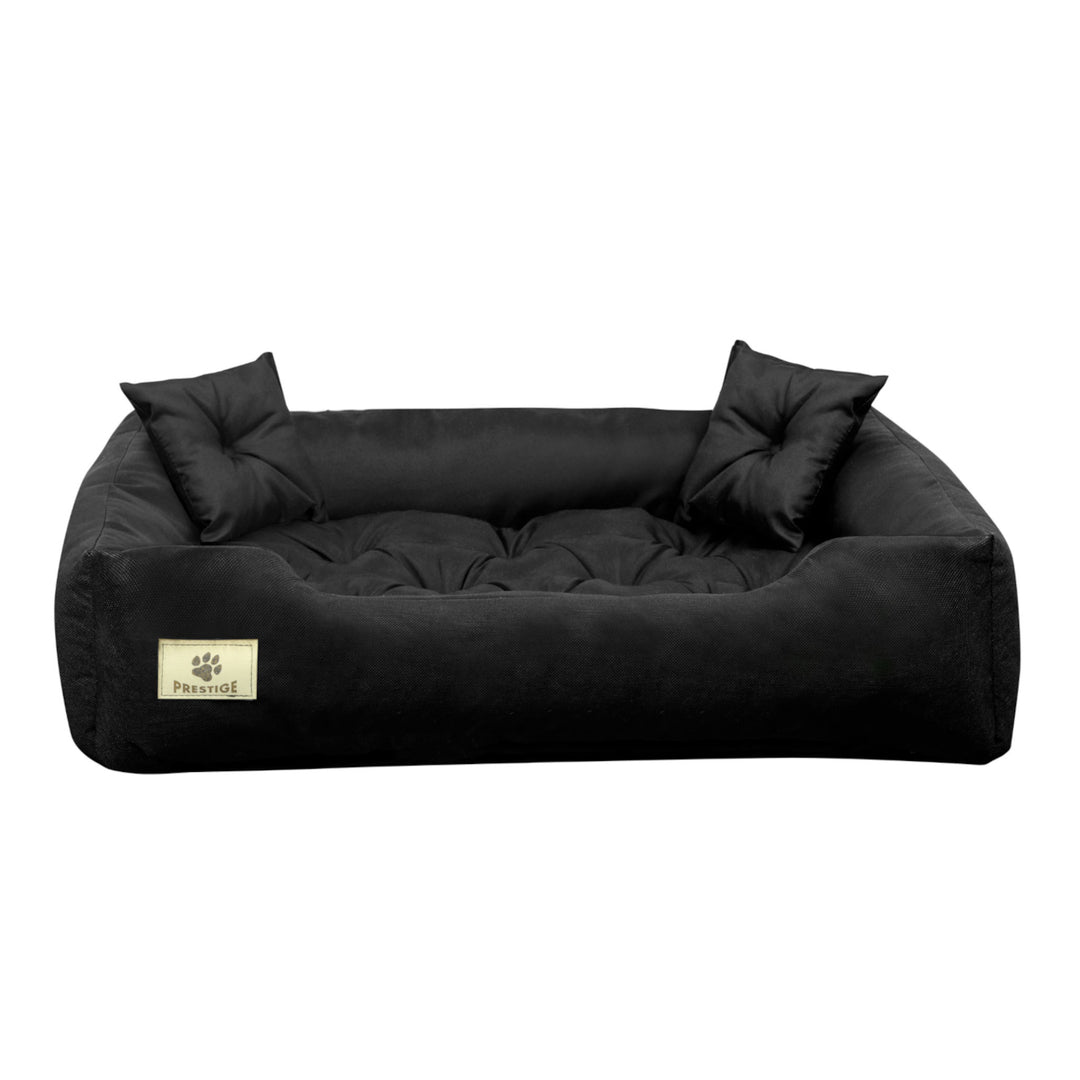 Dog Cat Pet Bed 2 Pillow Washable Waterproof Black