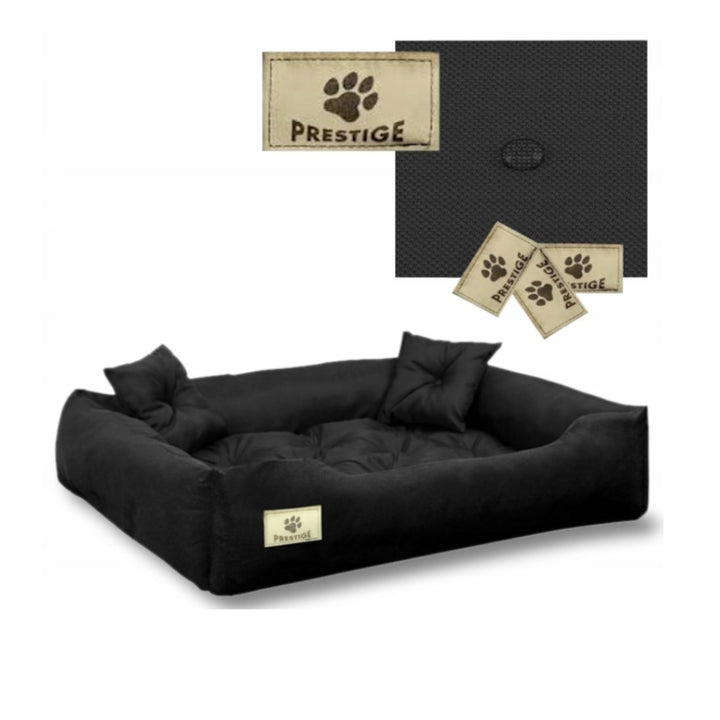 Dog Cat Pet Bed 2 Pillow Washable Waterproof Black