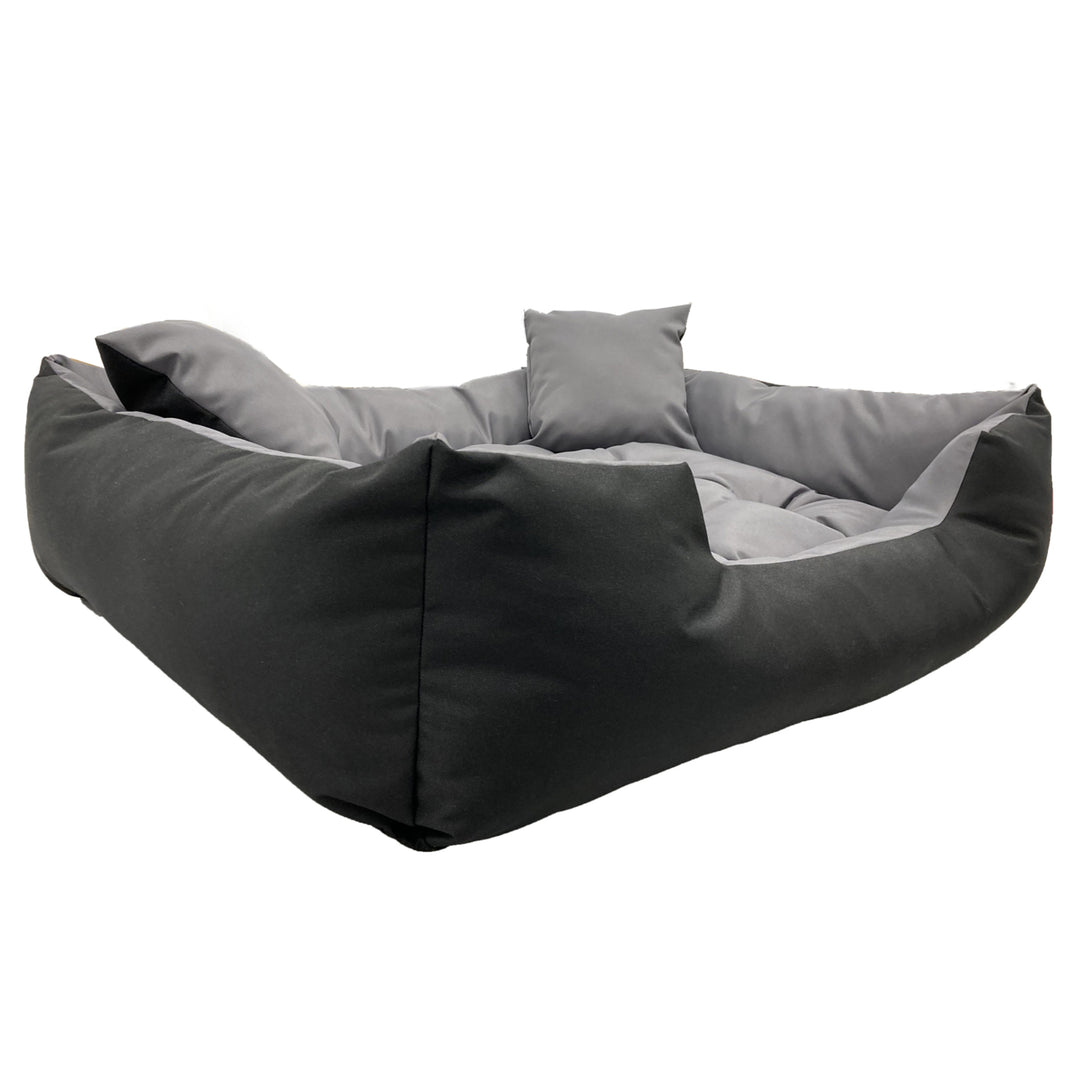 Ecco Dog and Cat Bed with Cushion Grey &amp; Black Waterproof Nylon Pet Washable Waterproof Material Inner Size: 40x30 / Outer Size: 55x45cm Black