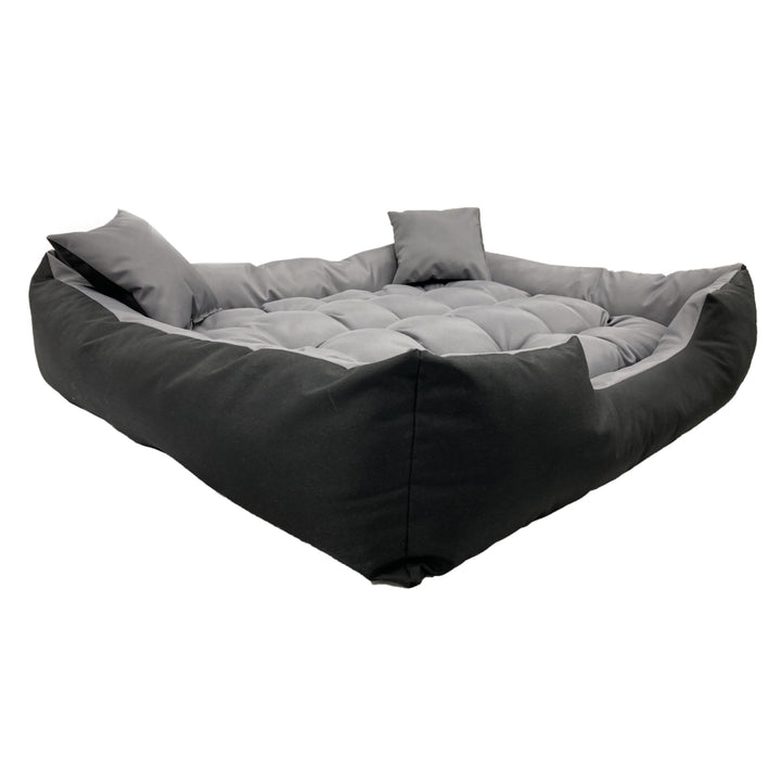 Ecco Dog and Cat Bed with Cushion M Size Grey & Black Waterproof Nylon Pet Washable Waterproof Material Inner Size: 80x60 / Outer Size: 100x75cm