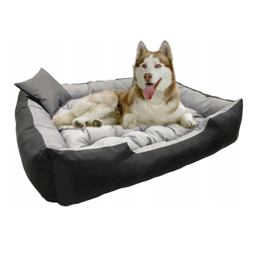 Ecco Dog and Cat Bed with Cushion M Size Grey & Black Waterproof Nylon Pet Washable Waterproof Material Inner Size: 80x60 / Outer Size: 100x75cm