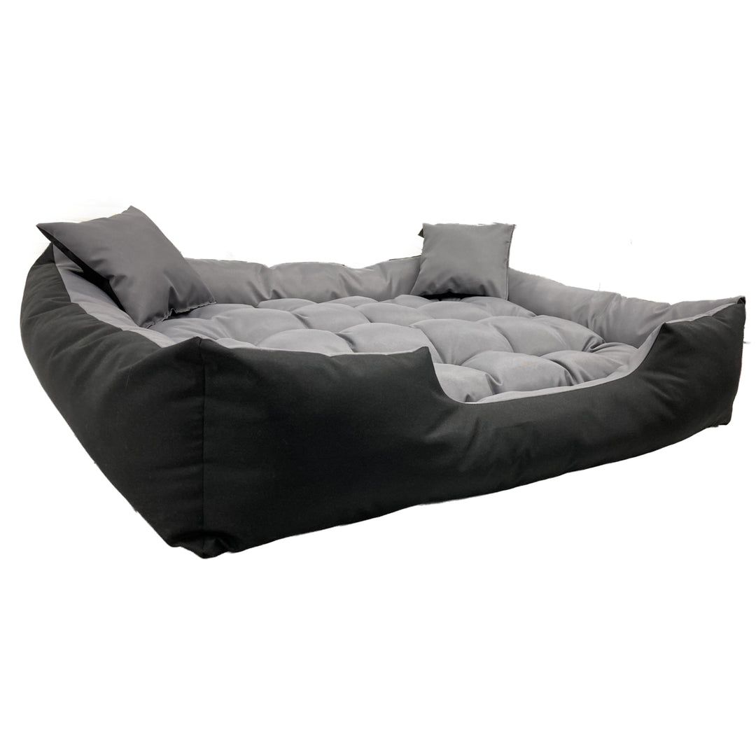 Ecco Dog and Cat Bed with Cushion XL Size Grey &amp; Black Waterproof Nylon Pet Washable Waterproof Material Inside Dimensions: 115x90 / Outside Dimensions: 130x105cm