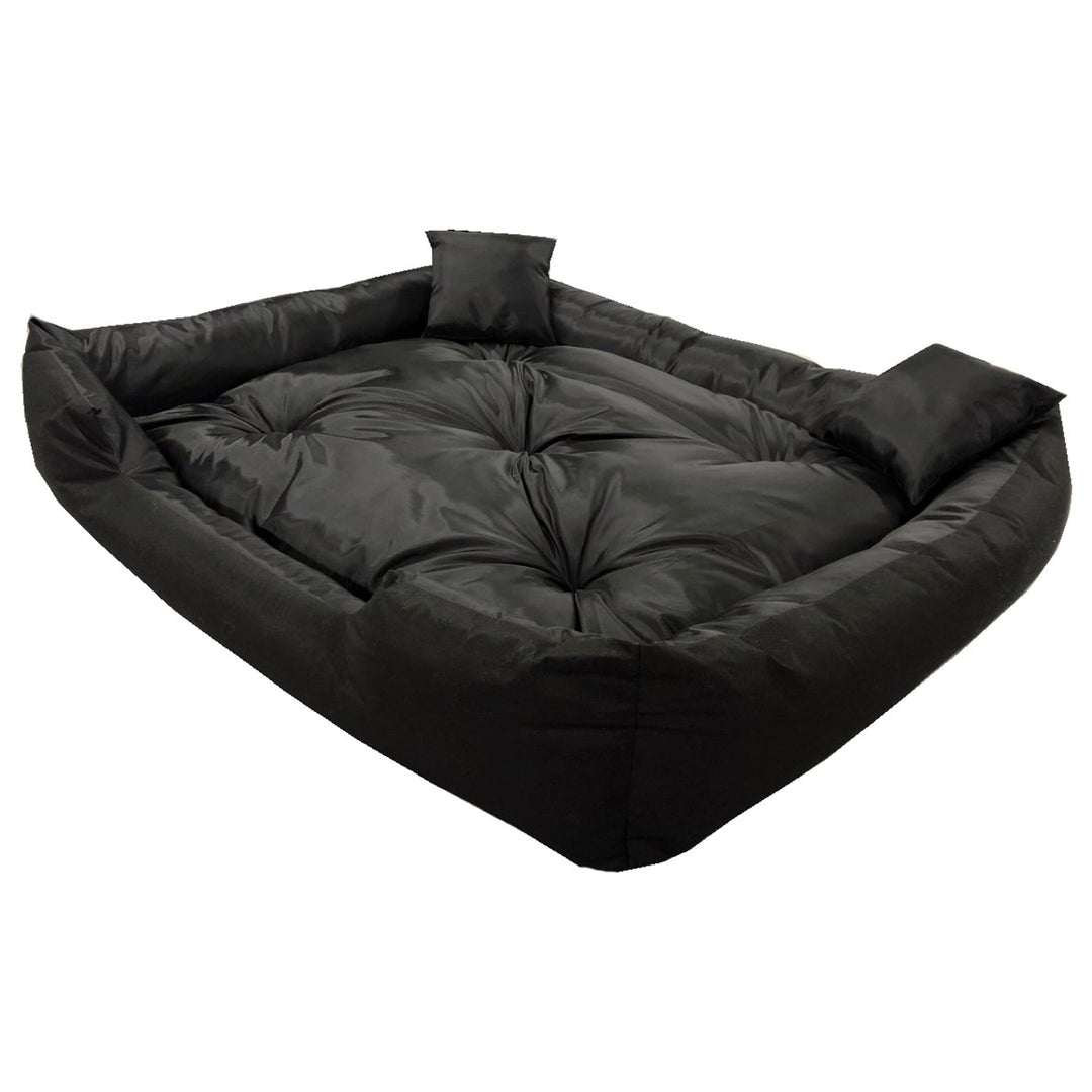 Ecco Dog and Cat Bed with Cushions Black Waterproof Nylon Pet Washable Waterproof Material Inner Size: 40x30 / Outer Size: 55x45cm Black