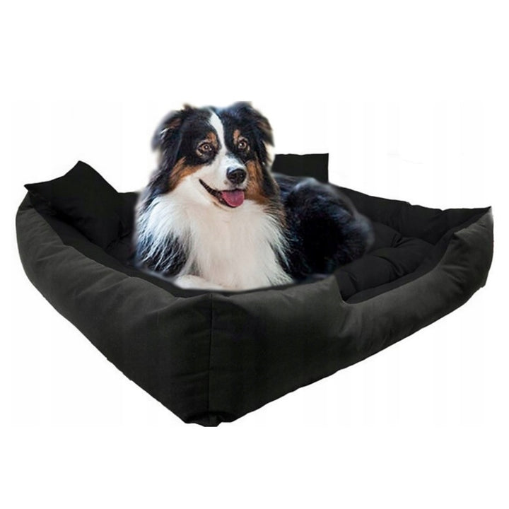 Ecco Dog and Cat Bed with Cushions Black Waterproof Nylon Pet Washable Waterproof Material Inner Size: 40x30 / Outer Size: 55x45cm Black