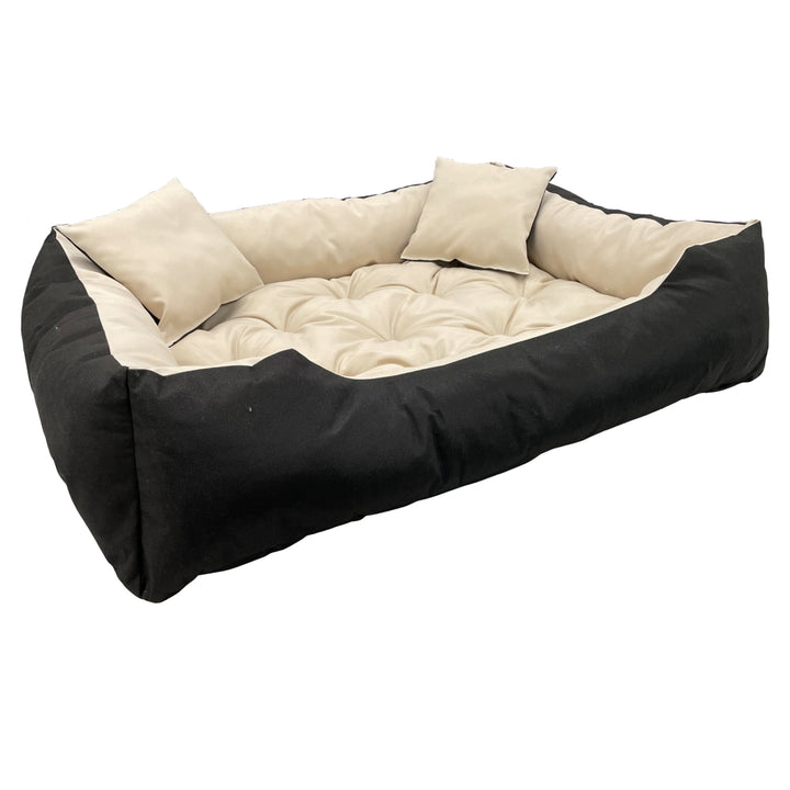 Ecco Dog and Cat Bed with Cushion Beige &amp; Black Waterproof Nylon Pet Washable Waterproof Material Inner Size: 40x30 / Outer Size: 55x45cm Black