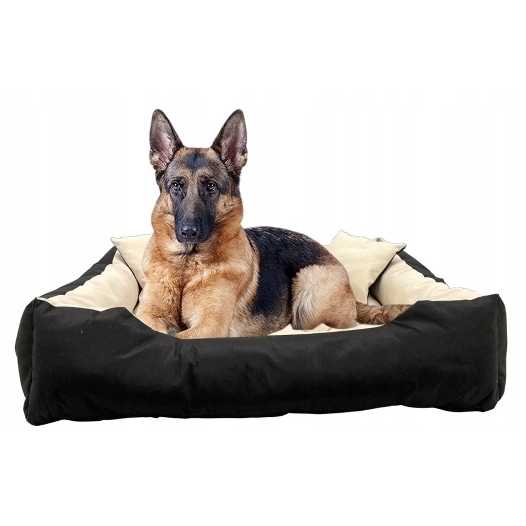 Ecco Dog and Cat Bed with Cushion Beige &amp; Black Waterproof Nylon Pet Washable Waterproof Material Inner Size: 40x30 / Outer Size: 55x45cm Black