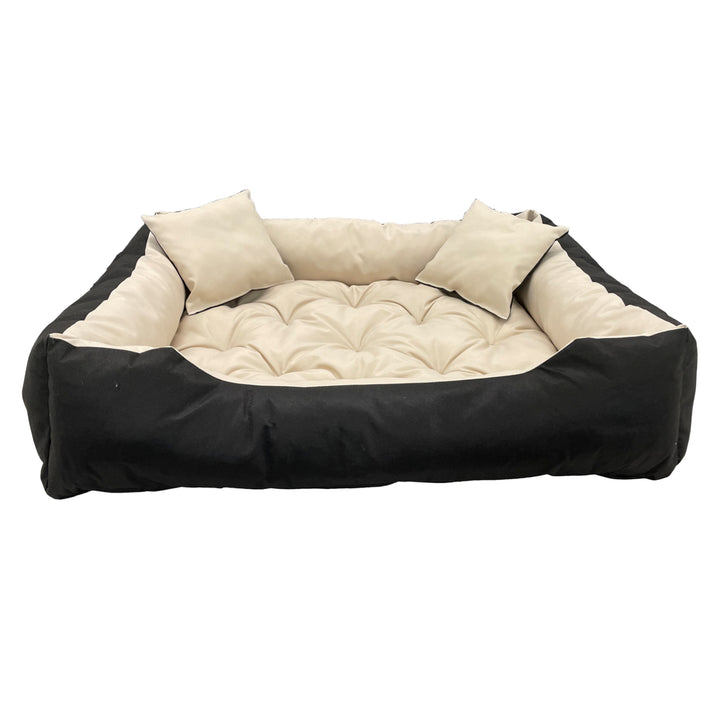 Ecco Dog and Cat Bed with Cushion M Size Beige & Black Waterproof Nylon Pet Washable Waterproof Material Inner Size: 80x60 / Outer Size: 100x75cm