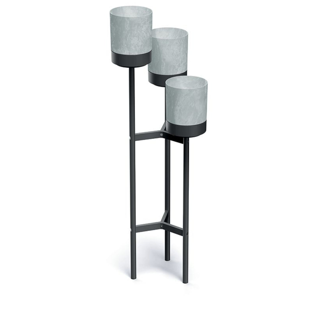 Prosperplast IKD3H-422U Bloomie Three-legged Plant Stand for Three Flower Pots 125cm Grey Concrete Design Metal Industrial Loft