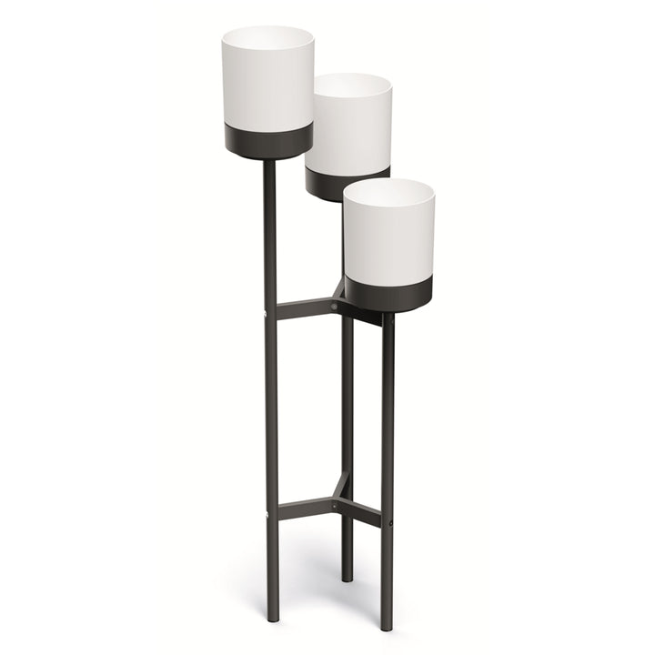 Bloomie Stand Three Legged Flower Stand with 3 Pots Plant Stand Flower Pot 42 cm x 39,5 x 125 cm Metal Frame White