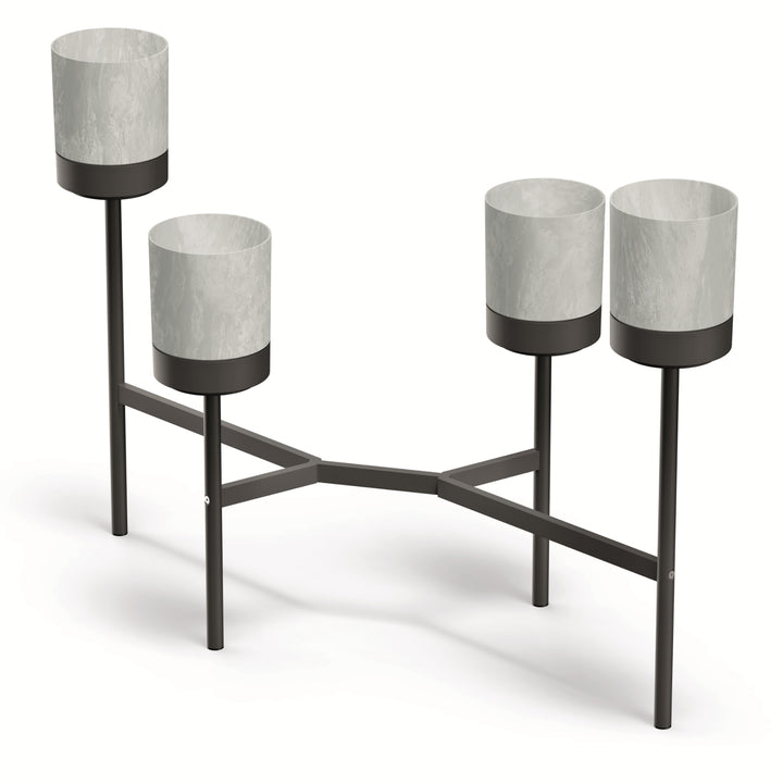 Prosperplast Bloomie Stand Four Legged Flower Stand with 4 Pots Plant Stand Flower Pot 125x55x81,5cm Metal Frame Concrete