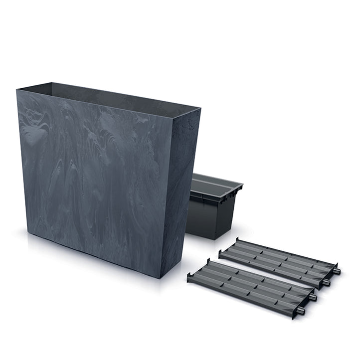 Urbi Case Tower Planter Insert Flowe Pot Tall Plant Rectangular Plastic Anthracite Concrete Effect 68x77cm