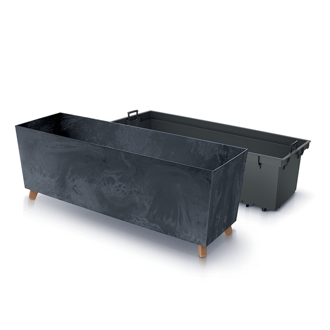 Prosperplast Urbi Case Flower Pot Through Legs Insert Rectangular Planter Concrete Effect 30x77cm Anthracite Plastic