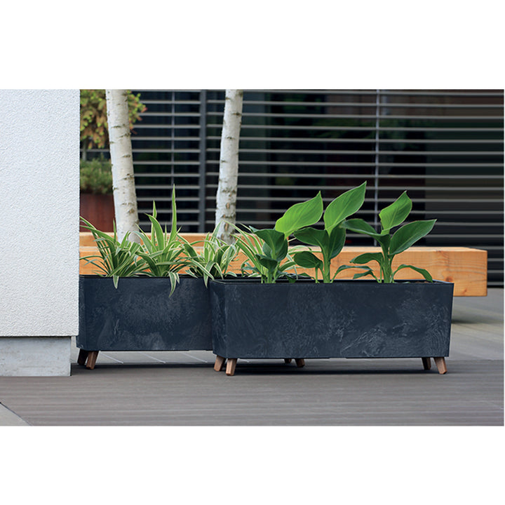 Prosperplast Urbi Case Flower Pot Through Legs Insert Rectangular Planter Concrete Effect 30x77cm Anthracite Plastic