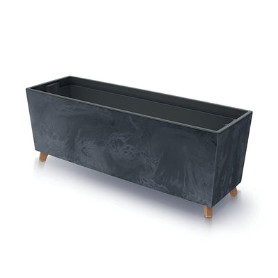 Prosperplast Urbi Case Flower Pot Through Legs Insert Rectangular Planter Concrete Effect 30x77cm Anthracite Plastic