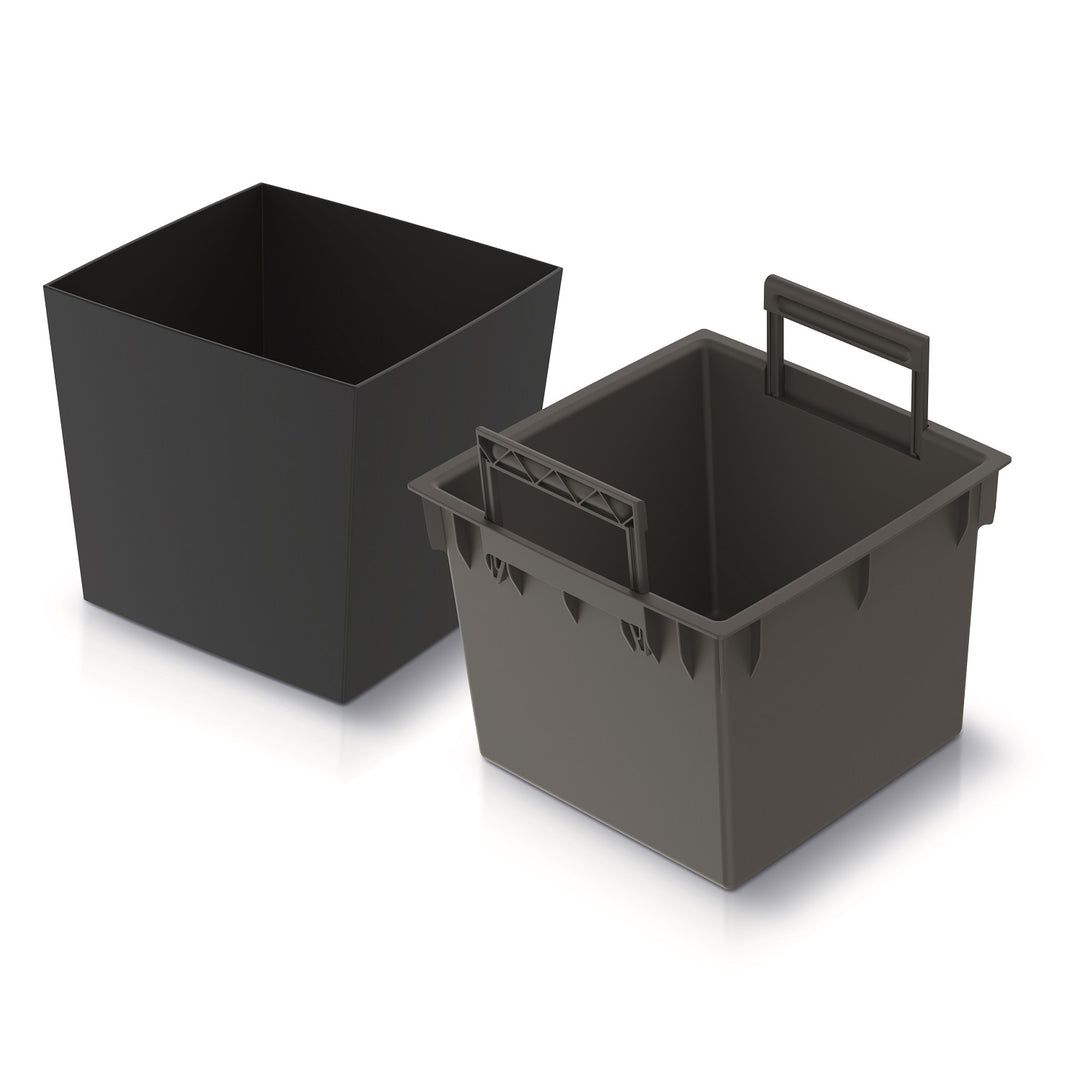 Prosperplast 2in1 Flower Pot Insert Planter Herb Plastic Square 29.5 cm x 29.5 cm x 29 cm (Anthracite)