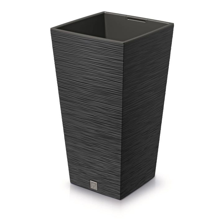 Prosperplast DFSH200-S433 Tall Planter Flower Pot with Insert 11.4L Anthracite Black Colour 20x20x38cm Indoor Outdoor Garden Home Patio Balcony Weatherproof