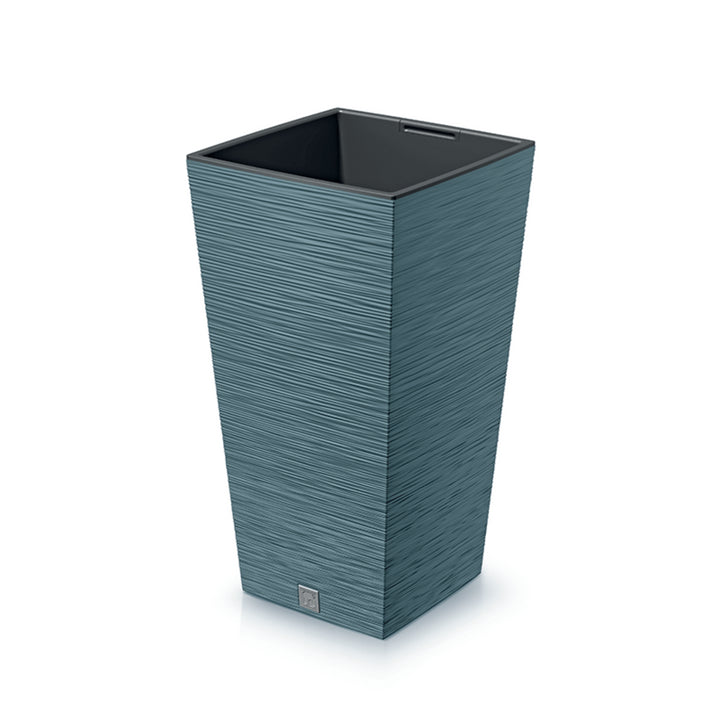 Prosperplast Furu Square flower pot with insert DFSH300-5415C - Scandinavian blue color