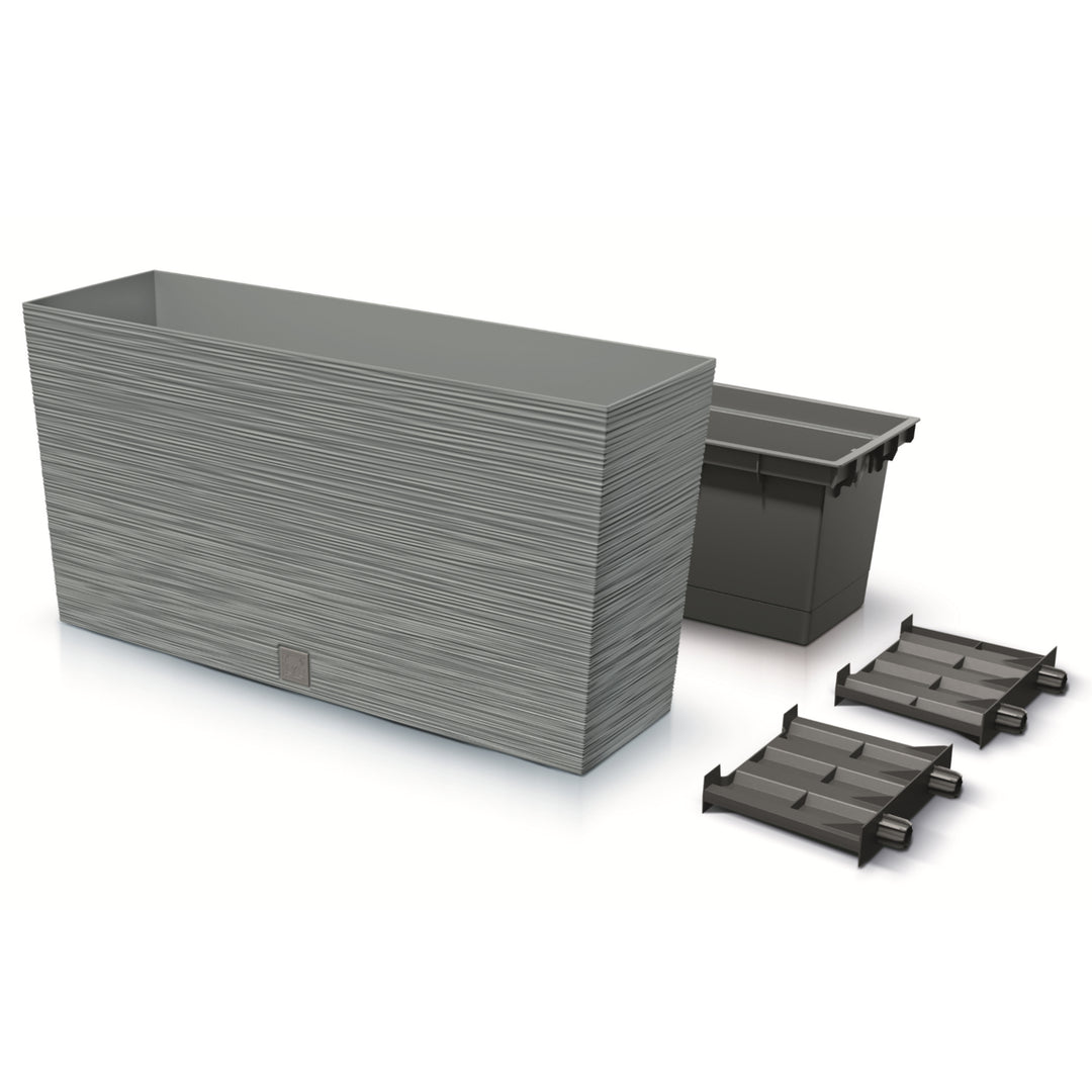 Prosperplast DFC800M-422U Furu Case Middle Planter with Insert Plant Trough Flower Pot Indoor Outdoor 77x23.5x41cm Concrete Grey