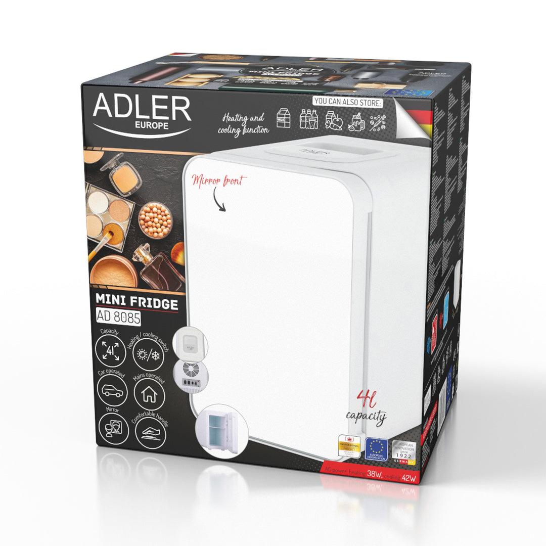 Adler AD 8085 Mini portable refrigerator with mirror 4L  - cools and heats