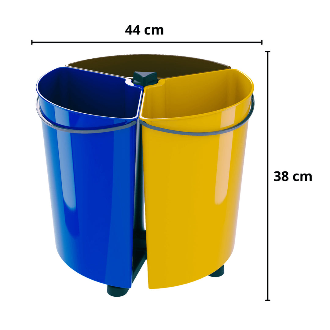 Araid Dramhaíola Sórtála Rothlach SMARTECO Ecobin le 3 Roinn inbhainte Athchúrsáil Babhta Scaradh ECO 3x 11.7L