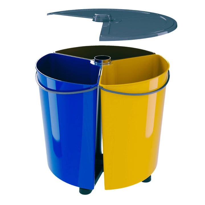 SMARTECO Ecobin Rotable Sorting Waste Bin with 3 Removable Compartments Lidded Round Segregation Recycling ECO 3x 11.7L