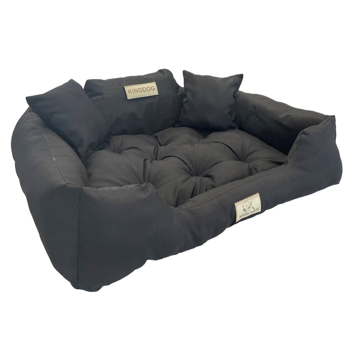 KingDog Dog Pet Cat Bed with Two Cushions Washable Waterproof PVC Material XXL 145x115 cm Black