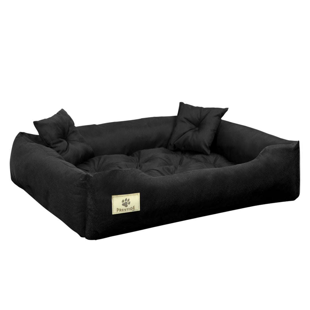 KingDog Prestige Dog and Cat Bed with Cushion Codura Dog Cushion Dog Basket Pet Bed Washable Waterproof Material (Inner Dimensions: 130x100 / Outer Dimensions: 145x115cm, Black)