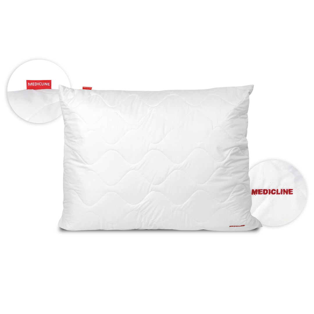 Medicline Pillow 80x80cm Microfibre Cover White 60-80 g/m2 Silicone Filling Hypoallergenic Washable 31.5x31.5 inch