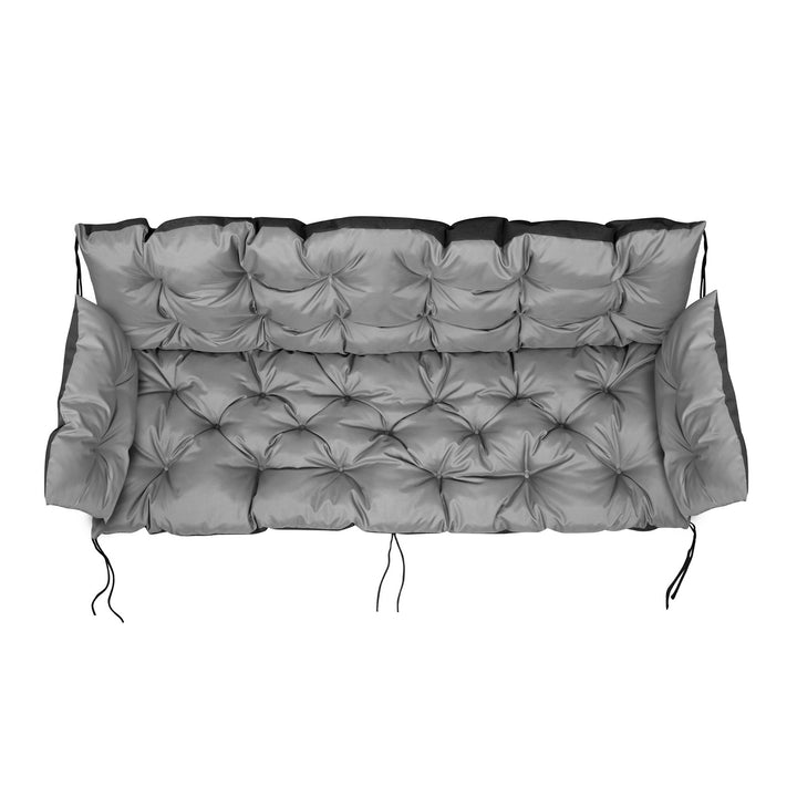 Grey Garden Bench Cushion Set 120x60x50cm + 2 Side Cushions 50 x 30cm Water Repellent