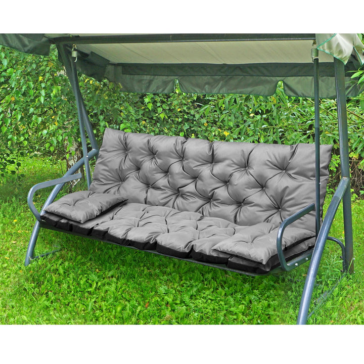 Grey Garden Bench Cushion Set 120x60x50cm + 2 Side Cushions 50 x 30cm Water Repellent