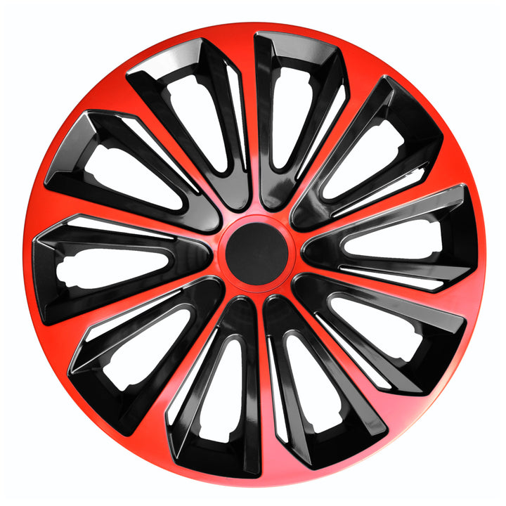 NRM Strong Duo Hubcaps 14" Clúdaigh Rothaí Socraigh 4PCS Car ABS Frithsheasmhach in Aimsir Uilíoch Dearg