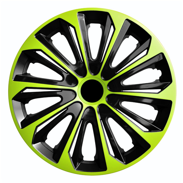 NRM Strong Duo Hubcaps 14" Wheel Covers Set 4PCS ABS Green & Black Universal 14 in Weather Resistant