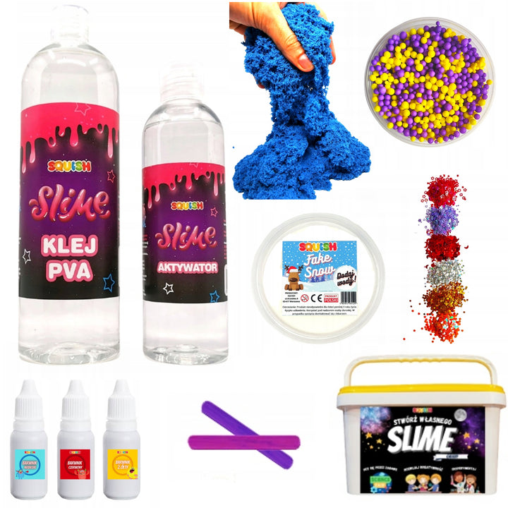 SQUISH SQ44 Slime Galaxy Making Kit Accessories Set 18-Píosa Gabhálais PVA Gníomhachtaithe Glue Sequins Bréige Sneachta Cinéiteach Gaineamh Réaltra Glitter Crunchy Clear